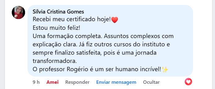 Depoimento de aluno
